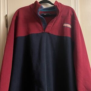 Vineyard Vines Red and Black Fleece Pullover